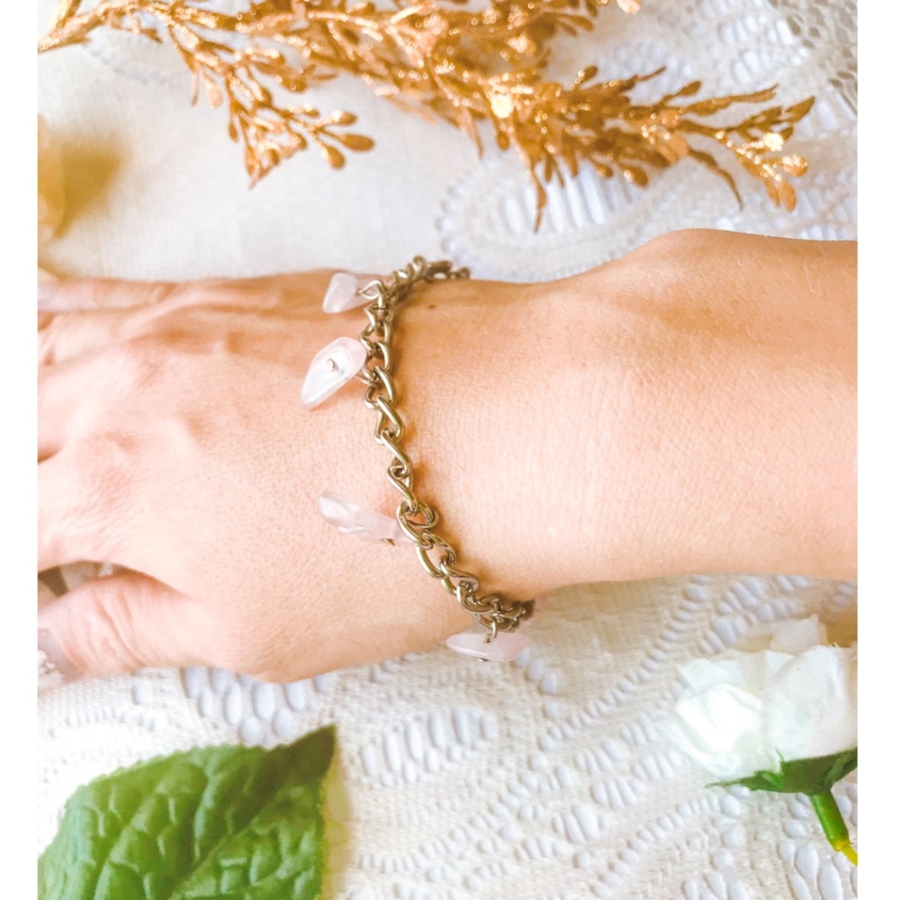 Imitation Quartz Chain Bracelet in Pink